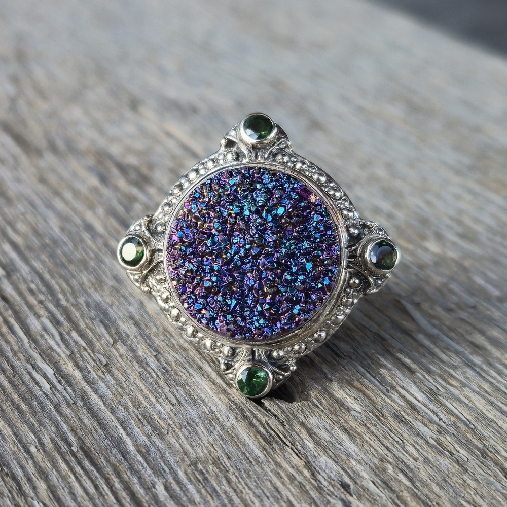 Nicky Butler RAJ LIMITED EDITION Druzy Quartz NB 925 Sterling Silver Ring Size 9